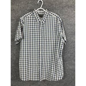 Eddie Bauer Shirt Men's 2XL Blue White Plaid Short Sleeve